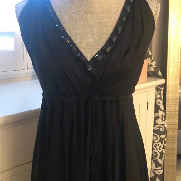 BCBG Sleeveless Dress Beaded Neckline String Waist, Size XS - Picture 2 of 8
